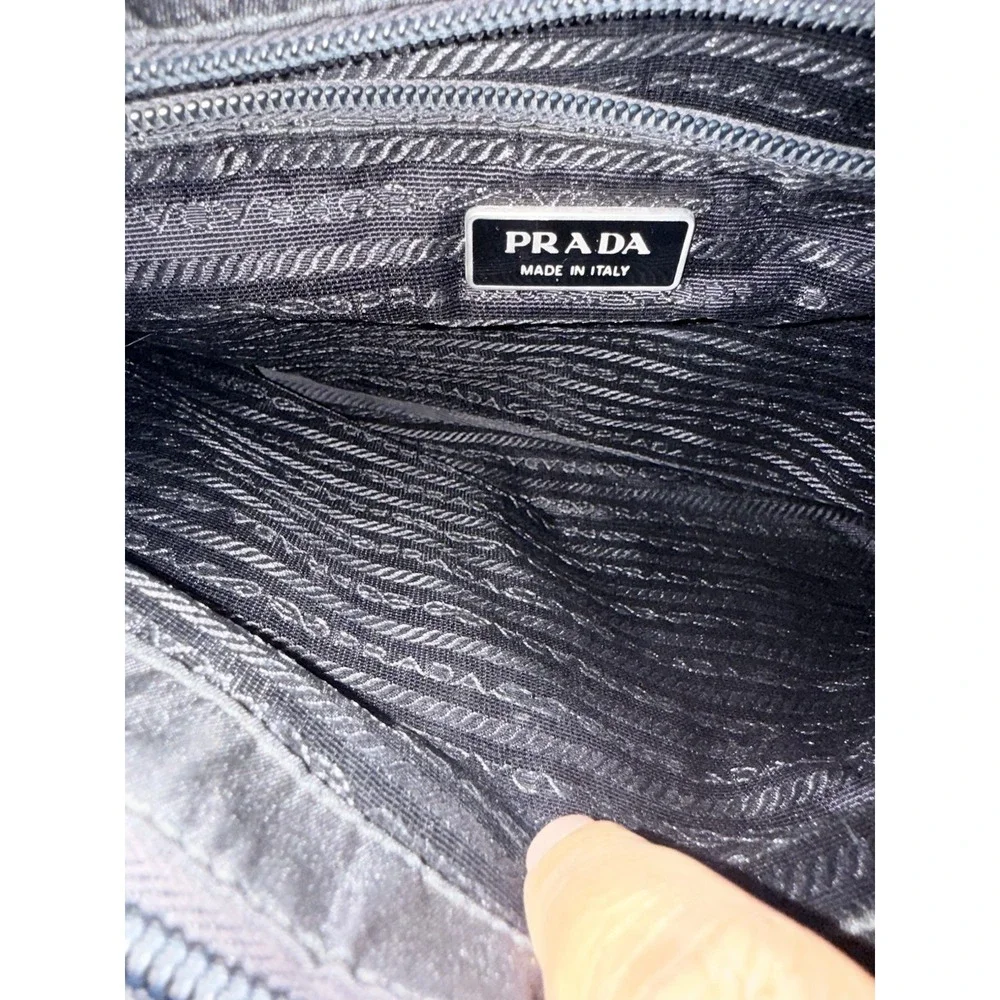 PRADA Tote Bag Black Nylon Unisex Y2K Vintage S - Picture 9 of 16